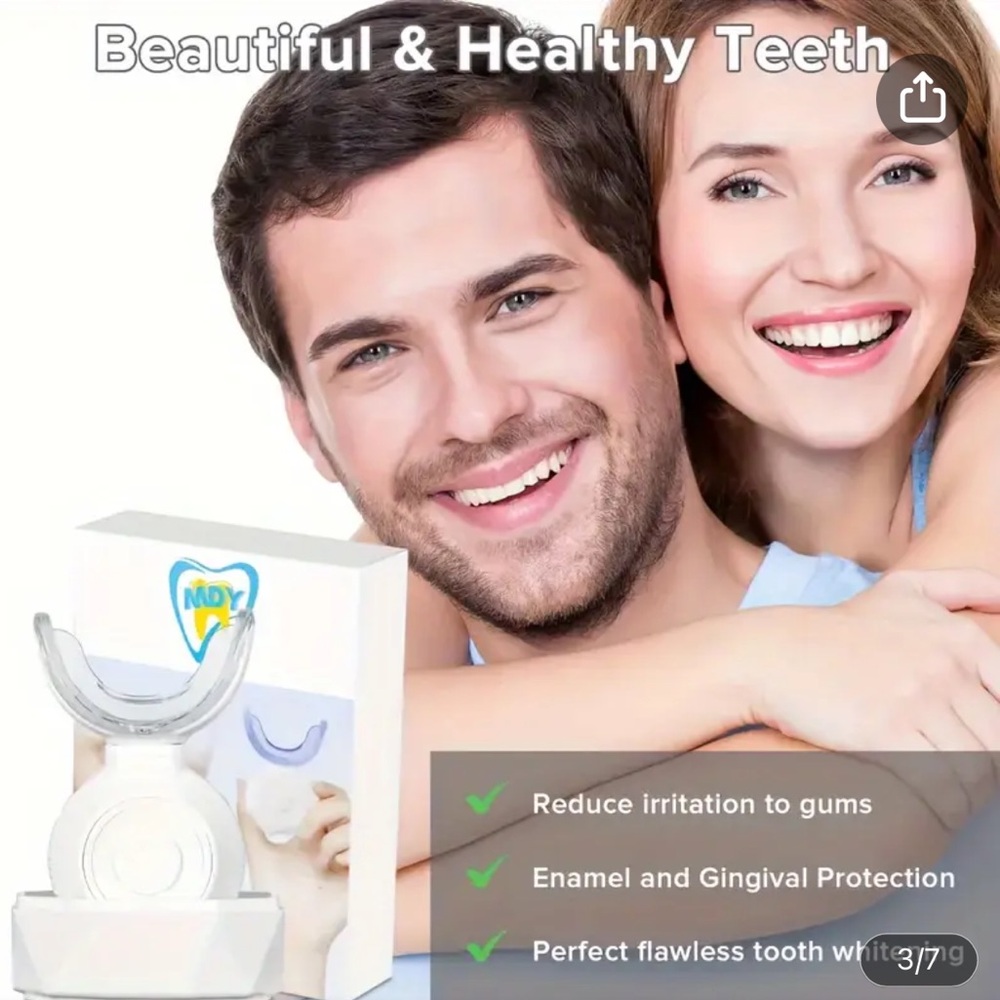 MDY Rechargeable LED Teeth Whitening Light Device USB Accelerator Mouthpiece NWT